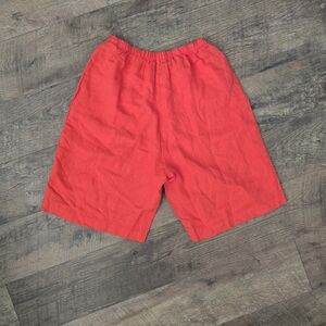 Flax Vibrant Red Linen Shorts